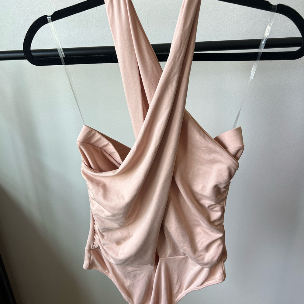 Nude Cross halter bodysuit